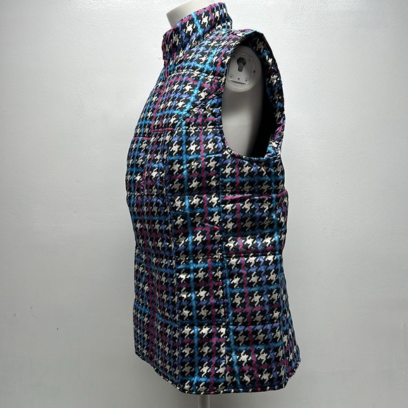 Woman Within Puffer Vest Sleeveless Full Zip Houndstooth Plaid Plus Size 14 16 - Picture 5 of 8